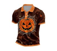 CHUNOTU - Polo de manga corta para hombre, diseño de calabaza, con cuello de botón, A01-beige, M