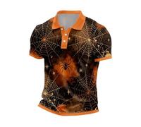 CHUNOTU - Polo de manga corta para hombre, diseño de calabaza, con cuello de botón, A01-naranja, 3XL