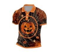 CHUNOTU - Polo de manga corta para hombre, diseño de calabaza, con cuello de botón, A02-amarillo, 3XL
