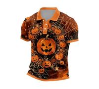 CHUNOTU - Polo de manga corta para hombre, diseño de calabaza, con cuello de botón, A02-caqui, S