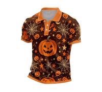 CHUNOTU - Polo de manga corta para hombre, diseño de calabaza, con cuello de botón, A02-dorado, XXL