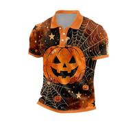 CHUNOTU - Polo de manga corta para hombre, diseño de calabaza, con cuello de botón, A03-amarillo, XL