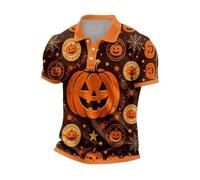 CHUNOTU - Polo de manga corta para hombre, diseño de calabaza, con cuello de botón, A03-caqui, 5XL