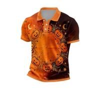CHUNOTU - Polo de manga corta para hombre, diseño de calabaza, con cuello de botón, A03-dorado, L