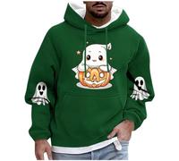 CHUNOTU - Sudadera de manga larga con capucha para hombre, diseño de fantasmas, Verde tirando a negro, 3XL