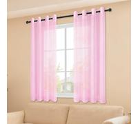 CHUNRONG Cortina de Gasa 170 x 250 cm Transparente Translúcidas Visillos Paneles Monocolo para Ventanas Habitación Dormitorio Sala de Estar, Rosa