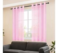 CHUNRONG Cortina Translúcida Visillos 360 x 210 cm Translucido Cortina de Salon Habitacion Modernas Translúcida Fresca para Dormitorio Matrimonio Comedor, Rosa