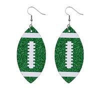 CHUNYANAN - Pendientes colgantes de cuero con lentejuelas para mujeres y niñas, aretes de gota brillantes con borla de fútbol, regalo de joyería, 0, Piel sintética y metal, Sin piedra preciosa