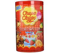 Chupa Chups - Caja de 100 caramelos, surtido: sabores aleatorios (Cola, fresa-nata, sandía, fresa, naranja, limón y cereza) [Modelo antiguo]