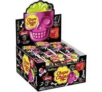 Chupa Chups Calavera, Lecca-lecca 3D, 45 Unidades, Sabores Fresa-Lima y Naranja-Uva, 15g por Pieza