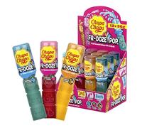 Chupa Chups Frooze Pops - Expositor de 12 piruletas con gel de caramelo para exprimir en 3 variedades de arándano, fresa y tropical, adecuado para cumpleaños, 12 x 26 g