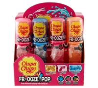 Chupa Chups Frooze Pops - Expositor de 12 piruletas con gel de caramelo para exprimir en 3 variedades de arándano, fresa y tropical, adecuado para cumpleaños, 12 x 26 g