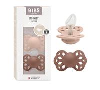 Chupete anatómico BIBS Infinity, paquete de 2, sin BPA, tetina anatómica de silicona, Pezonera anatómica. Silicona, Hecho en Dinamarca, Talla 2 (6-18 meses), Blush/Woodchuck