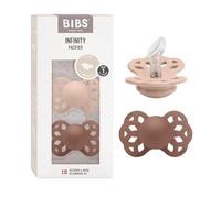 Chupete anatómico BIBS Infinity, paquete de 2, sin BPA, tetina anatómica de silicona, Pezonera anatómica. Silicona, Hecho en Dinamarca, Talla 1 (0-6 meses), Blush/Woodchuck