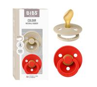 Chupete BIBS Colour Anatomical, paquete de 2, chupete sin BPA, Pezonera anatómica. Látex natural, Hecho en Dinamarca, 6+ meses (Paquete de 2), Vanilla/Candy Apple