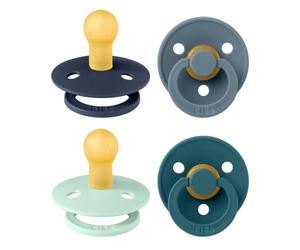 Chupete BIBS Colour, paquete de 4, chupete sin BPA, Tetina redonda. Látex natural, Fabricado en Dinamarca/UE. 0-6 meses (paquete de 4), Baby Boy Colours