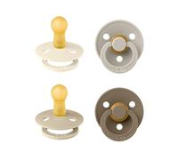 Chupete BIBS Colour, paquete de 4, chupete sin BPA, Tetina redonda. Látex natural, Hecho en Dinamarca, 6+ meses (Paquete de 4), Vanilla Mix