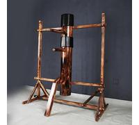 Chupete de madera Wing Chun con base de trípode, altura ajustable Mook Yan Jong para entrenamiento de artes marciales