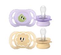 Philips Avent - 2 chupetes Ultra Start niña lila y amarillo (0-2m)