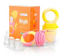 Chupete fruta bebe de NatureBond (2 piezas), mordedores bebes | Además incluye bolsitas de silicona de todos los tamaños (Rosa y amarilla)