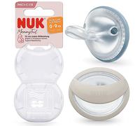 Chupete NUK MommyFeel Baby Dummy | 0-9 meses | Compatible con la lactancia materna | Silicona sin BPA | Gris y beige | 2 unidades