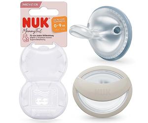 Chupete NUK MommyFeel Baby Dummy | 0-9 meses | Compatible con la lactancia materna | Silicona sin BPA | Gris y beige | 2 unidades