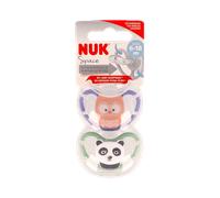 NUK Perfect Match Air Baby Dummy | 6-18 meses, chupete ortodóntico favorecen el flujo de aire y evitan las erupciones por goteo, 95 % de aceptación del bebé** | Oso y gato, 2 unidades