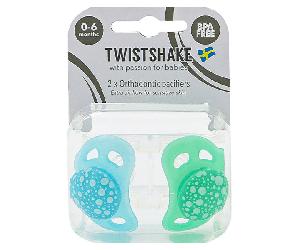 Chupete Ortodoncia Twistshake Verde/Azul +0m Pack de 2