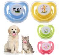 Chupete para gatitos de 4 piezas, lindo chupete de silicona seguro para cachorros con cubierta antipolvo, juguetes calmantes para masticar perros, suministros esenciales para la dentición de mas