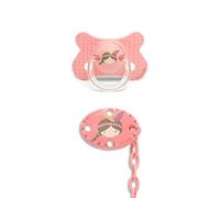 Chupete Silicona Anatómico + Broche Ovalado India Rosa