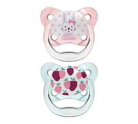 Chupete silicona Prevent Dr. Brown's 0-6 meses 2 uds rosa - chupete ortodóntico y escudo mariposa