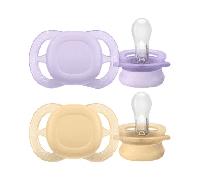 Philips Avent - 2 chupetes Ultra Start niña lila y amarillo (0-2m)