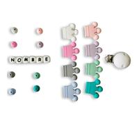 Chupetero Personalizado con Nombre de Bebe. Cadena para no Perder el Chupete. Sujetachupetes Seguro Fabricado en España. EN-71. Sujetatijeras enfermeria (Coronitas)