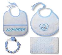 Chupetero Personalizado con Nombre de Bebe. Cadena para no Perder el Chupete. Sujetachupetes Seguro Frabricado en España. EN-71. Sujetatijeras enfermeria (Pack azul o rosa)