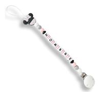 Chupetero Personalizado con Nombre de Bebe. Cadena para no Perder el Chupete. Sujetachupetes Seguro Frabricado en España. EN-71. Sujetatijeras enfermeria (Rosita bebé)