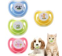 Chupetes para mascotas - Chupetes para mascotas con | Chupete para cachorros de 4 piezas para la dentición | Suministros para masticar de silicona con patrón bonito, cubierta antipolvo para el