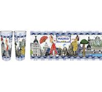 Chupito Largo de Cristal - Souvenir de Madrid con 5 Diseños Icónicos,10x4cm (X016)
