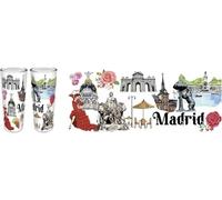 Chupito Largo de Cristal - Souvenir de Madrid con 5 Diseños Icónicos,10x4cm (X020)