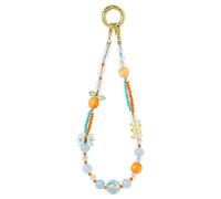 CHUQING Cadena para teléfono móvil con perlas correa de mano corta llavero universal correa de muñeca color naranja y azul