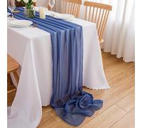 CHUQING Camino de Mesa Azul Seda Gasa Camino de Mesa Boda Azul Azul Degradado Azul Azul Oscuro, 70 cm x 4 m