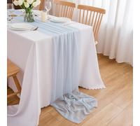 CHUQING Camino de Mesa de Gasa Azul Claro, Mantel de Gasa, Tela Decorativa, 4 m x 70 cm, Color Azul