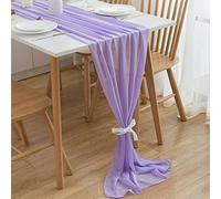 CHUQING Camino de Mesa,Gasa,Camino Mesa Lavables para Bodas, Cumpleaños, Fiestas Decoracion,300 * 70cm (Gasa Violeta Claro, 70_x_300_cm)
