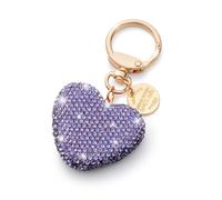 CHUQING Llavero con forma de corazón con diamantes de imitación brillantes para mujer, Corazón púrpura, Talla única