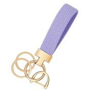 CHUQING Llavero de Coche Llavero de Macramé Banda de Llave Corta Banda de Llave Elástica Tela Regalos Llavero de Auto para Mujeres Damas Niñas, violeta claro, M