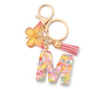 CHUQING Llavero de letra inicial para niñas y mujeres Llavero en forma de corazón con mariposa rosa linda para mochila y bolsa de escuela, S