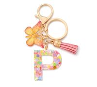 CHUQING Llavero inicial para niñas y mujeres, color rosa, bonito corazón de mariposa, llavero para mochila, mochila escolar, Kc-p