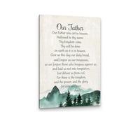 Church Decor Wall Art, The Lord's Prayer Christian Scripture Print, Our Father Inspirational Bible Verse for Prayer Room, Home Office Canvas(Unframed,08x12inch(20x30cm))