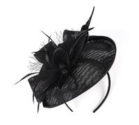 Church Hat Pearl Mesh Design Bowknot Masquerade Wedding Hair Accessories For Women Ladies Para Bodas, Fiestas de Té(Black)