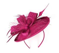 Church Hat Pearl Mesh Design Bowknot Masquerade Wedding Hair Accessories For Women Ladies Para Bodas, Fiestas de Té(Wine red)