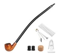 Churchwarden - Pipa larga de madera para fumar con raspador de pipa 3 en 1, escariador de tuberías y otros accesorios de pipa en caja de regalo (marrón)